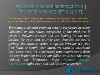 Frontier Airlines Reservations | Frontier Airlines Official Site