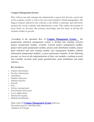 Campus Management System Objectives