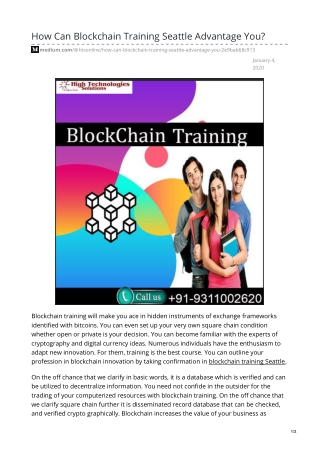 How Can Blockchain Training Seattle Advantage You?