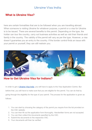 Ukraine Visa India