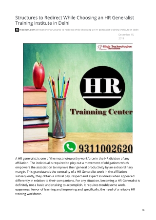 Basic to Advanced HR Generalist Training In Delhi & Noida