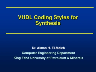 VHDL Coding Styles for Synthesis
