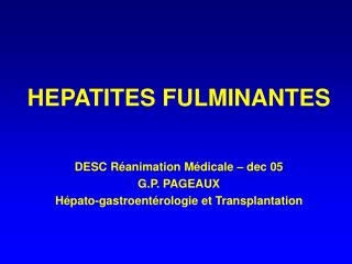 HEPATITES FULMINANTES