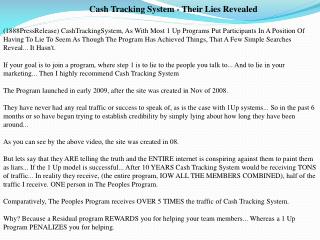 Cash Tracking System - Their Lies Revealed