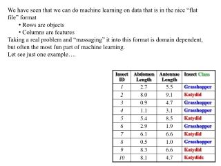 We have seen that we can do machine learning on data that is in the nice “flat file” format