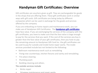 Handyman Gift Certificates: Overview