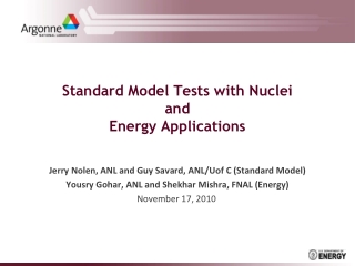 Standard Model Tests with Nuclei and  Energy Applications