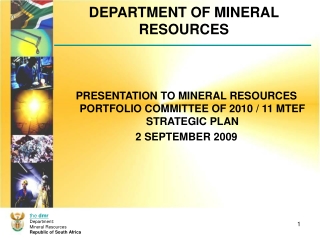 DEPARTMENT OF MINERAL RESOURCES