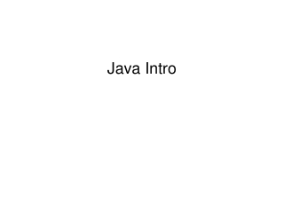 Java Intro