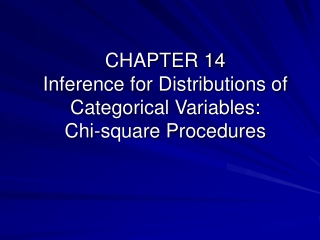 CHAPTER 14 Inference for Distributions of Categorical Variables: Chi-square Procedures