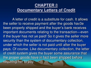 CHAPTER  8 Documentary Letters of Credit