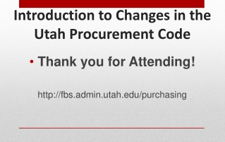 Introduction to Changes in the Utah Procurement Code