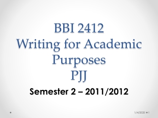 BBI 2412  Writing for Academic Purposes PJJ