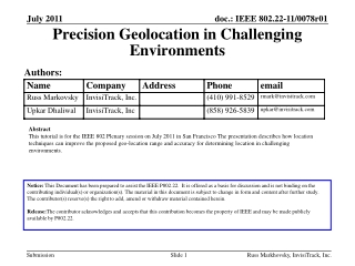 Precision Geolocation in Challenging Environments
