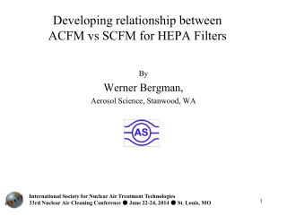 Developing relationship between  ACFM  vs  SCFM for HEPA Filters