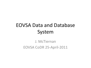 EOVSA Data and Database System