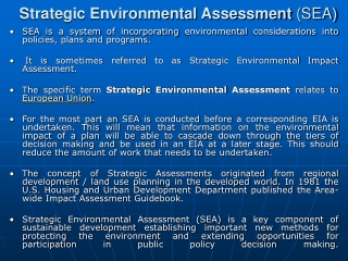 Strategic Environmental Assessment  (SEA)