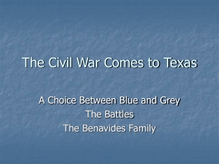 The Civil War Comes to Texas