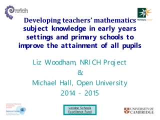 Liz Woodham, NRICH Project  &amp;  Michael Hall, Open University 2014 - 2015