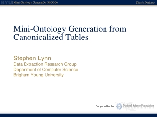 Mini-Ontology Generation from Canonicalized Tables