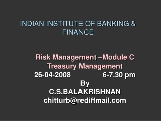 INDIAN INSTITUTE OF BANKING &amp; FINANCE