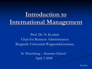 Introduction to International Management