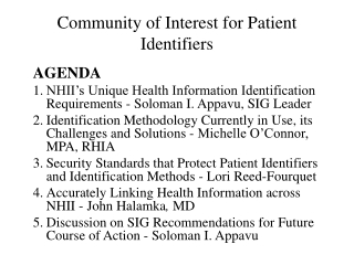 Community of Interest for Patient Identifiers