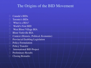 The Origins of the BID Movement