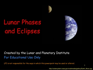 Lunar Phases and Eclipses