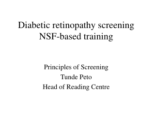 Diabetic retinopathy screening  NSF-based training