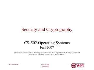 Security and Cryptography