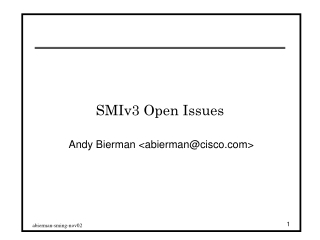 SMIv3 Open Issues