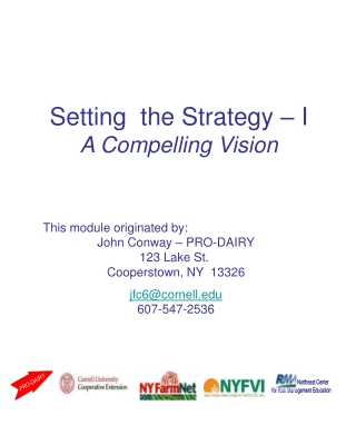 Setting  the Strategy – I A Compelling Vision