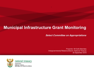 Municipal Infrastructure Grant Monitoring Select Committee on Appropriations