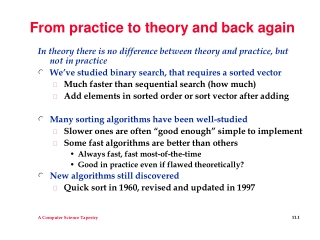 From practice to theory and back again