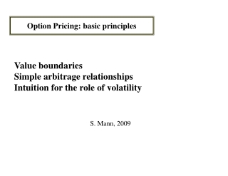 Option Pricing: basic principles