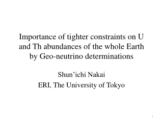 Shun’ichi Nakai ERI, The University of Tokyo