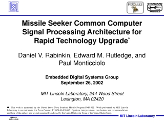 Missile Seeker Common Computer Signal Processing Architecture for Rapid Technology Upgrade *