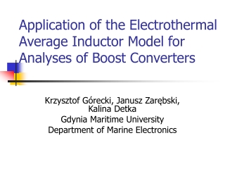 Application of the Electrothermal Average Inductor Model for Analyses of Boost Converters