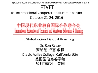 IFTVET 6 th  International Cooperation Summit Forum October 21-24, 2016