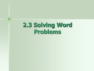 2.3 Solving Word Problems