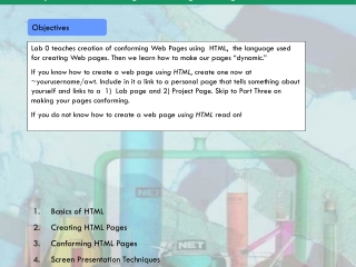 Lab 0, Part 1   Creating Conforming Web Pages