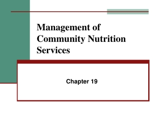 Management of Community Nutrition Services