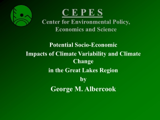 Potential Socio-Economic  Impacts of Climate Variability and Climate Change