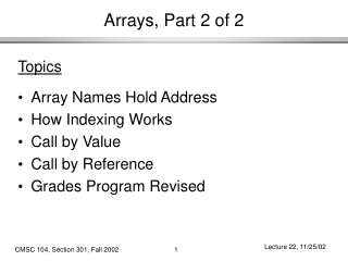 Arrays, Part 2 of 2