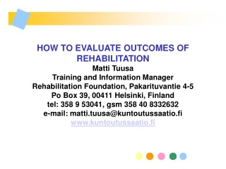 Aims of Rehabilitation