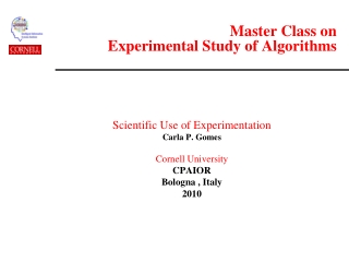 Master Class on  Experimental Study of Algorithms