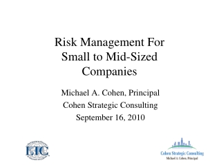 Risk Management For Small to Mid-Sized  Companies