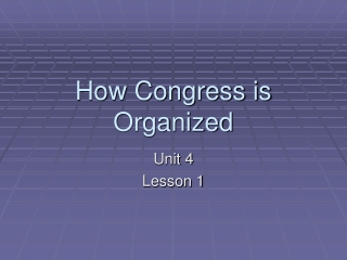 How Congress is Organized