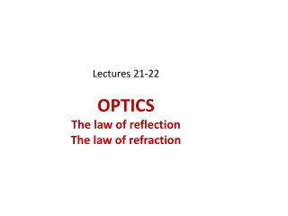 Lectures 21-22 OPTICS The law of reflection The law of refraction